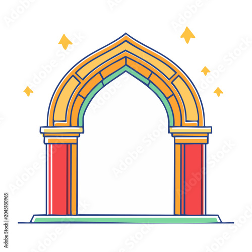 Flat design ornate archway with decorative elements