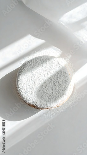 Minimal White Powder in Ceramic Bowl on Sunlit White Surface