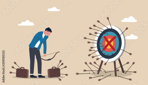 Billede på lærred Failure missed all business target, loser mistake or error, unsuccessful, despai