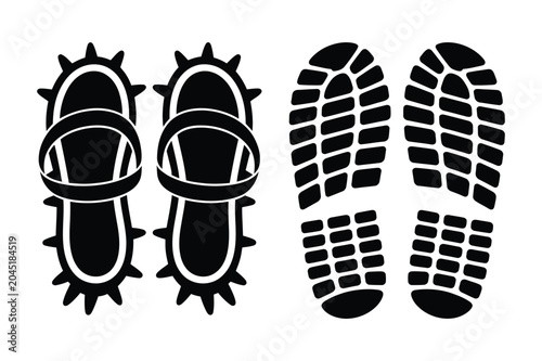 Canvastavla Footwear collection icons featuring spiked sandals and boot soles footwear tract