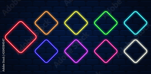 neon rhombus set. neon rhombus vector. neon rhombus icon	
