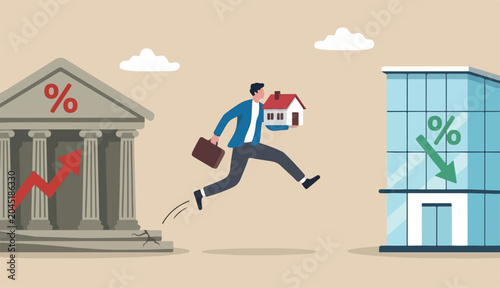 Foto Refinance change mortgage agreement bank, replace debt obligation better interes