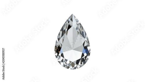Фотография Isolated pear shaped diamond gemstone brilliant cut clear crystal with sparkling facets