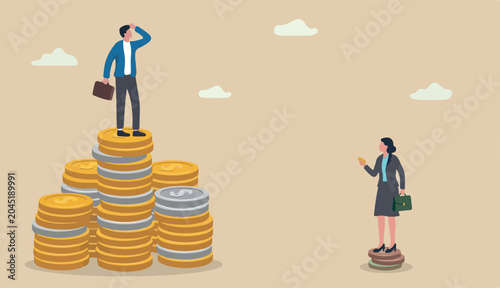 Billede på lærred Gender pay gap, inequality between man and woman wage, salary or income, issue a
