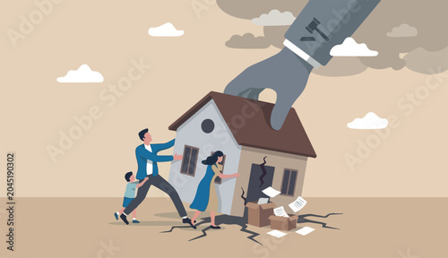 Bild auf Leinwand Eviction mortgage debt foreclosure difficulty payback bank mortgage loan concept