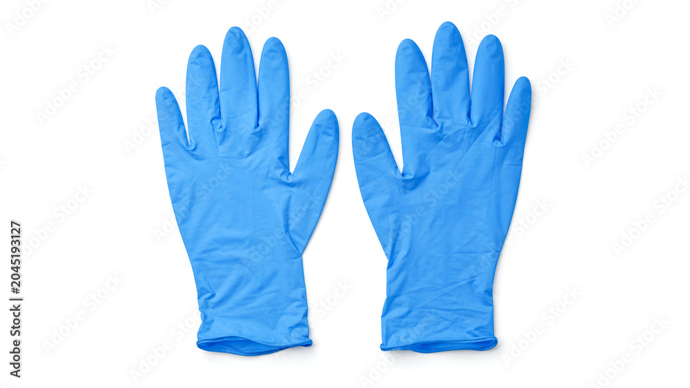 Fototapeta premium Blue nitrile gloves ready for safe laboratory work