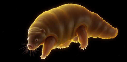 Illuminated Tardigrade Dark Background Tardigrade Water
