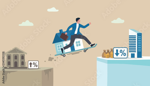 Foto Refinance change mortgage agreement bank, replace debt into obligation better in