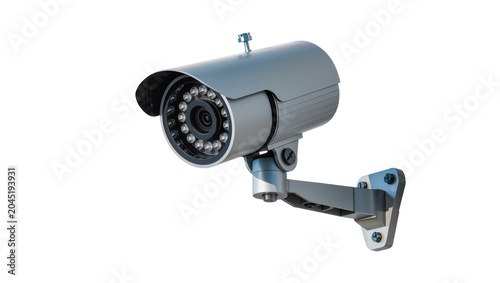 Fotografia Isolated modern CCTV security camera for surveillance and property protection te