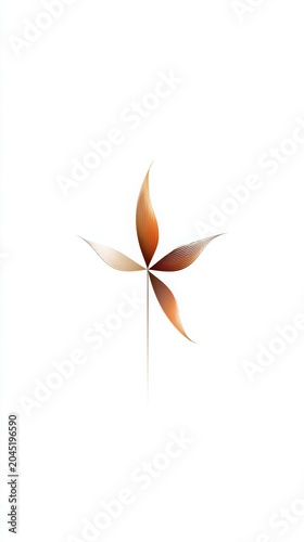 Abstract floral pinwheel design creating a minimalist natural motif with warm gradient colors and symmetrical fanning elements on a clean white background