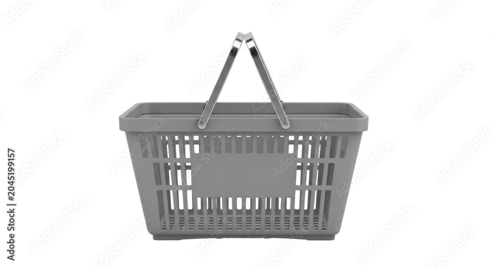 Fototapeta premium Gray shopping basket with metal handles