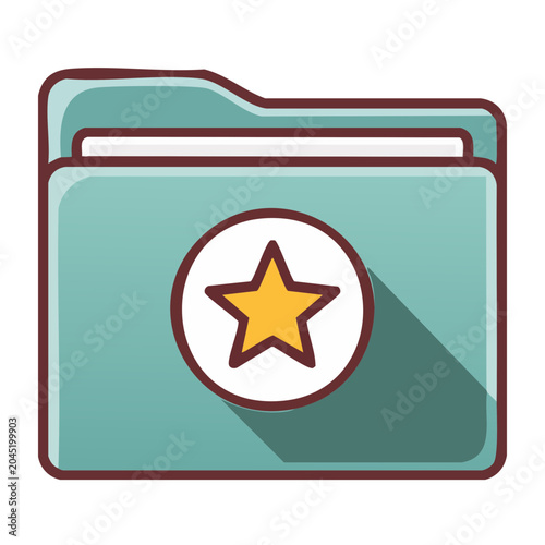 Flat design icon of a folder with a star symbol