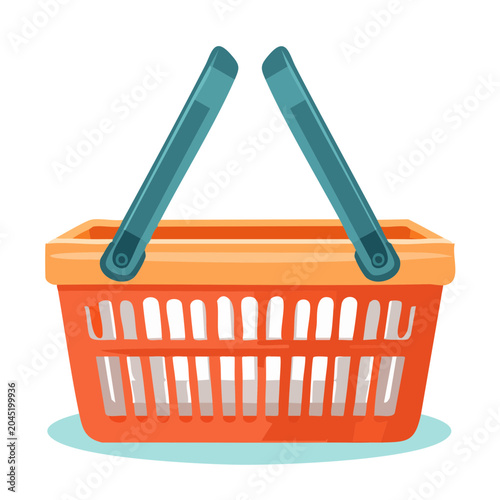 Flat design shopping basket with handles