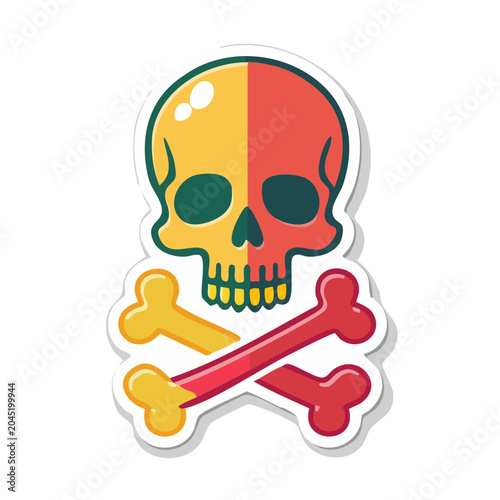 Flat design skull and crossbones icon
