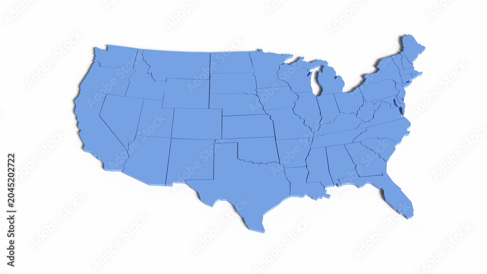 Fototapeta premium map of usa 3d blue