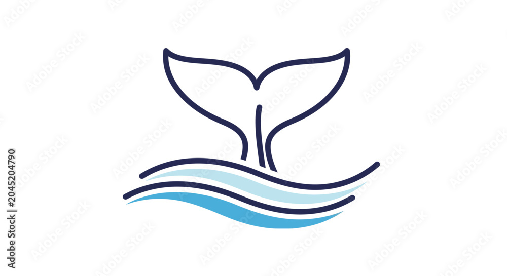Foto Whale Tail Emerging from Water Surface.