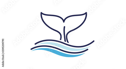 Fotografi Whale Tail Emerging from Water Surface.