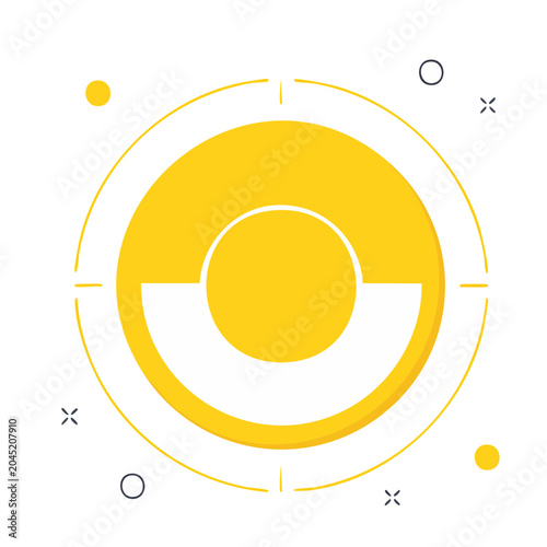 Abstract yellow circle icon with flat design elements