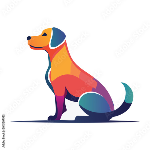 Colorful geometric dog illustration