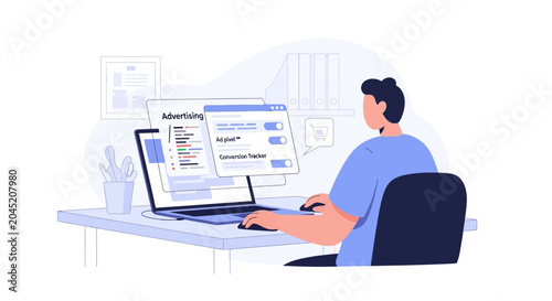Programmer working on laptop, coding, software development, online education, remote work, modern office