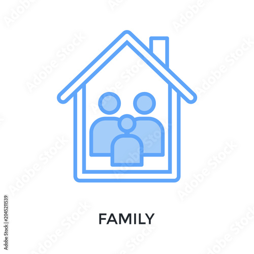 Obraz na płótnie Family Icon Lineal blue Style