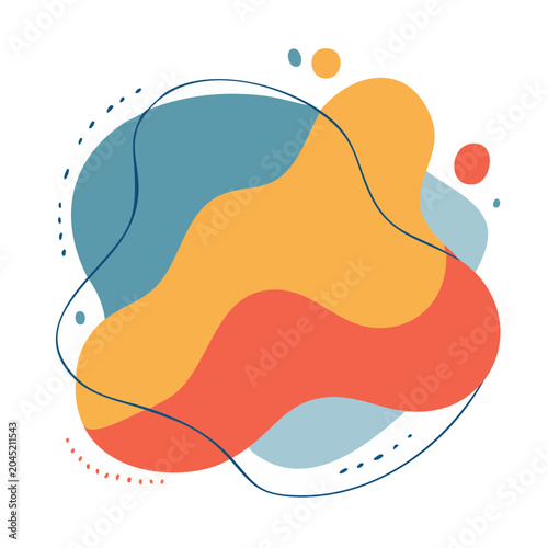 Abstract fluid shapes with organic lines and dots