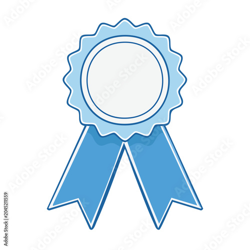 Blue award ribbon with blank center