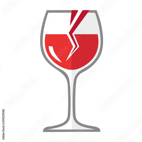Broken wine glass with red wine