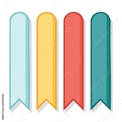 Four colorful ribbon banners with shadows