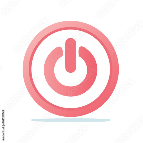 Pink 3D Power Button Icon