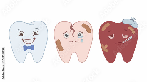 Fotografía Dental Health Cartoon Characters Vector Illustration Professional Graphic Resour