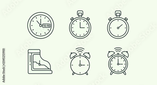 Tableau sur toile Collection of Clock Icons Representing Time and Measurement.