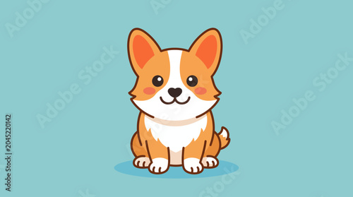 Adorable Corgi Puppy Sitting Cute and Playful.