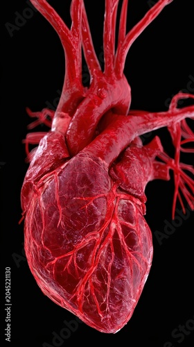 High resolution anatomical heart closeup cardiovascular anatomy image for medical education poster scientific study and healthcare presentation