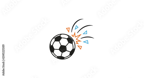 Soccer ball with colorful explosion effect.