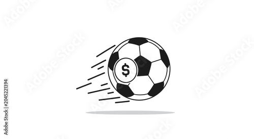 Soccer ball with dollar sign symbolizing sports betting and finance.
