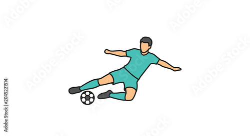 Soccer Player Action Shot Dynamic Pose Ball Control.