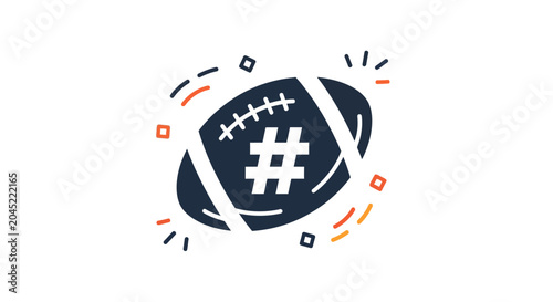 American football icon with hashtag symbol.