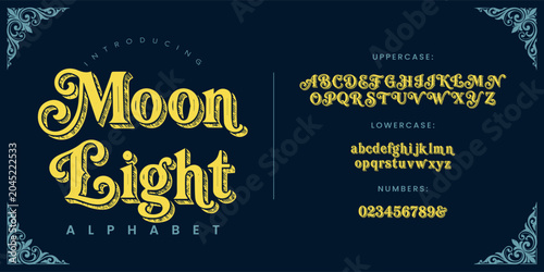 Photos Moon Light Alphabet Font Set Vintage Groovy Display Typography