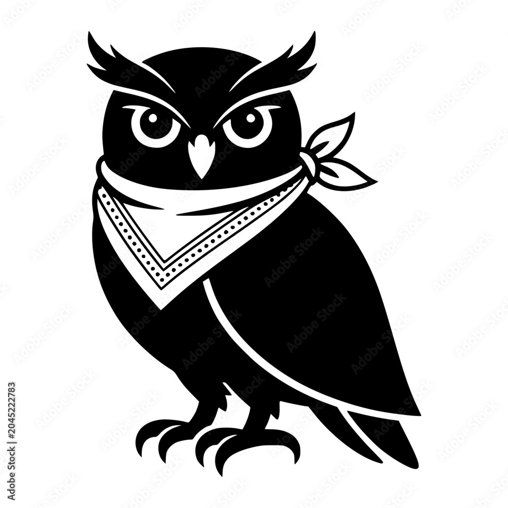 Naklejka premium Owl Wearing Bandana