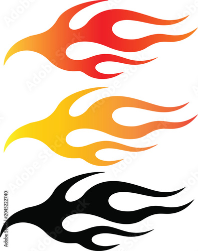 Foto PrintPremium collection of three flame logo designs featuring blazing fire eleme