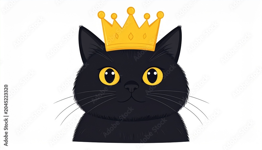Fototapeta premium Meme Cat Wearing a Tiny Golden Crown, Looking Regal and Cute