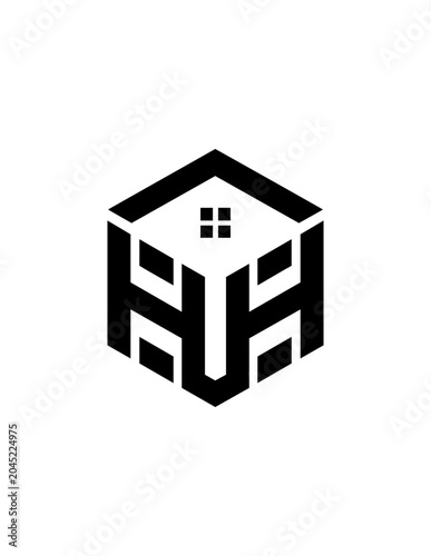 initials HH and roof of the house