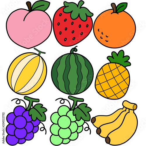 Cuadro en lienzo set of fruits and berries