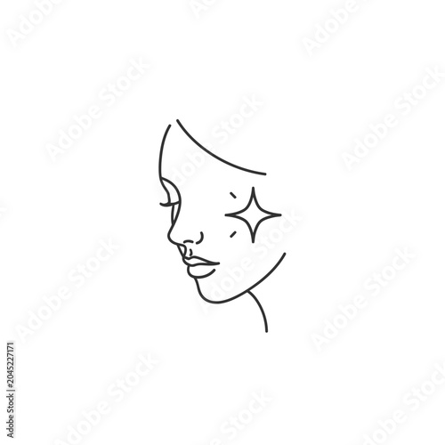 Woman face with star eyes.