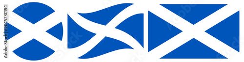 Flags of Scotland collection. Waving flag of Scotland isolated. Round flag of Scotland isolated in circle shape