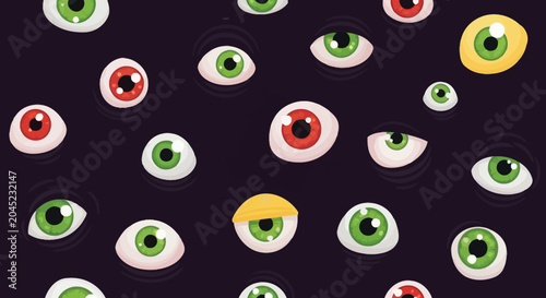 Photos Numerous disembodied eyeballs with varied iris colors staring directly forward