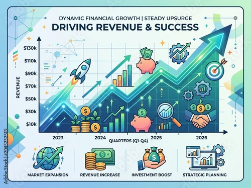 Dynamic Financial Growth Infographic Revenue Chart Business Success Vector Illustration
