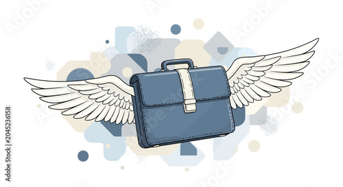 Photos Flying Briefcase Business Success Illustration