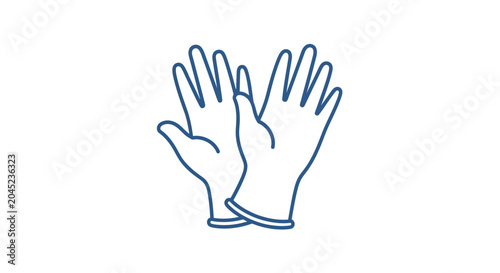 Two white medical latex gloves.